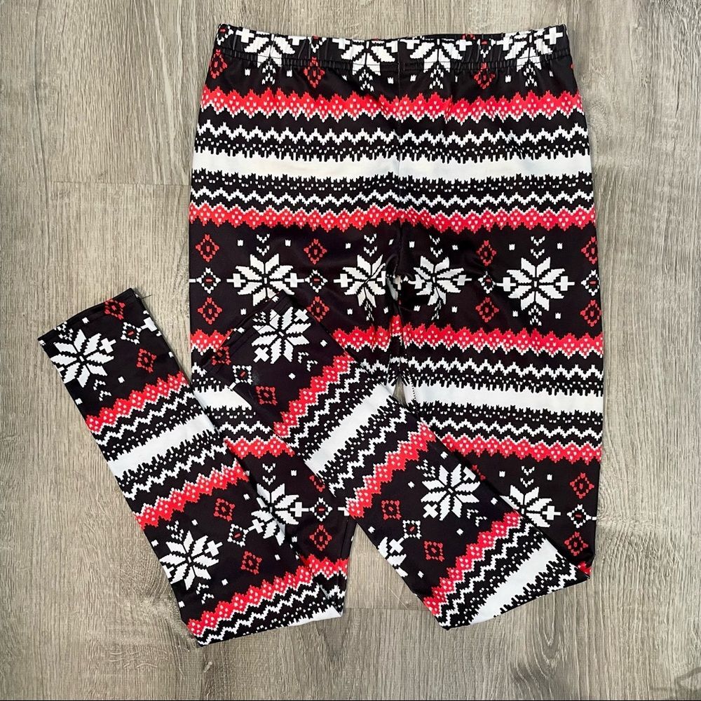 Festive Nordic Fair Snowflake Leggings | Medium | Poly Spandex Blend